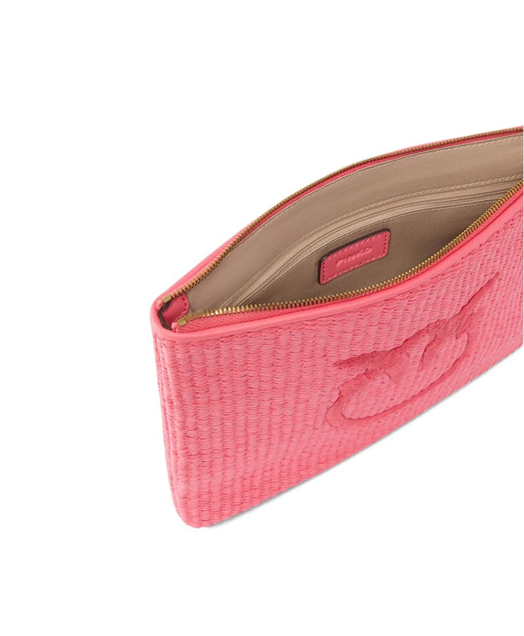 PINKO Pochette Pinko donna 106763A39YN 17Q Love Birds in rafia con logo Rosa<BR/> 106763A39Y N17Q 