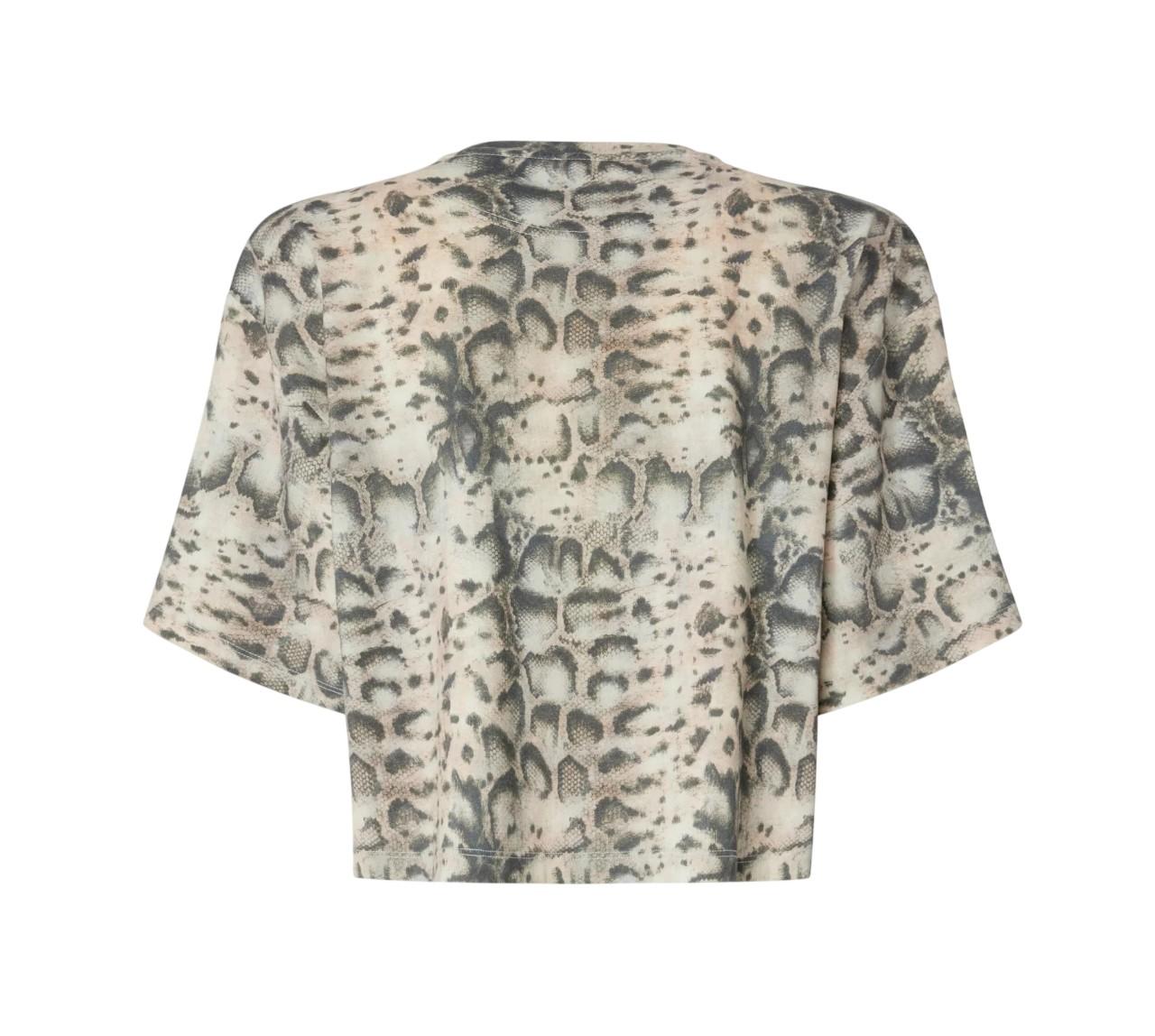 PINKO T-shirt Pinko donna 106921A3C8 CZ9 Terni cropped animalier Beige Nero 106921A3C8 CZ9 