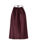 Women's Pinko Top 106621A1Y5 Burgundy Carrot Satin Halter Neck
