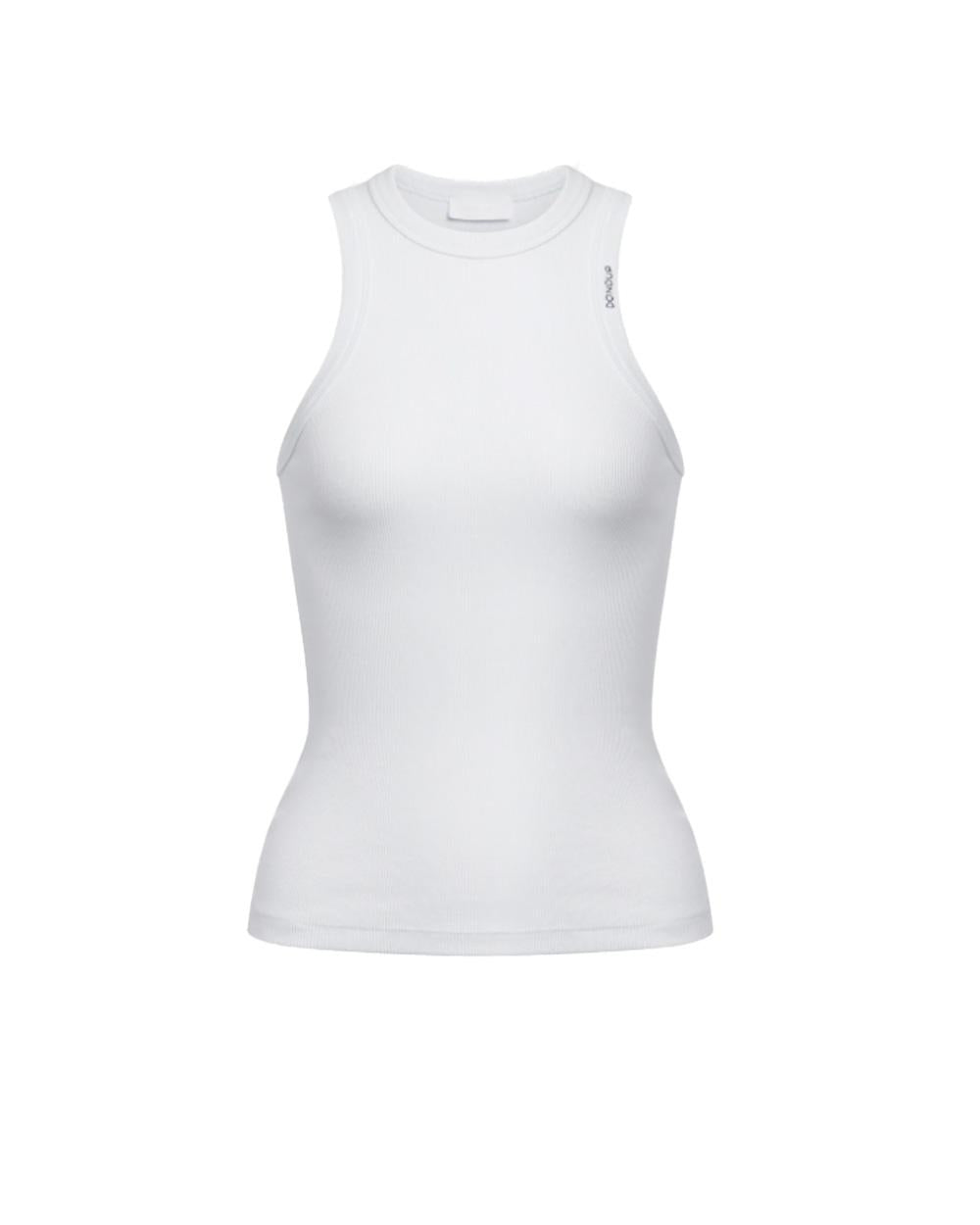 DONDUP Top DONDUP donna DS071JS0314D Bianco girocollo slim scollo all'americana <BR/> DS071JS0314D 000 