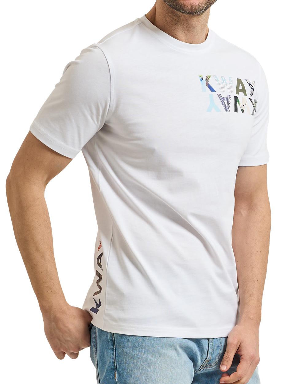 K-WAY T-shirt K-WAY uomo K71354W ODOM SLIM JERSEY KWAY LETTERING Bianca jersey cotone girocollo slim K71354W 001 