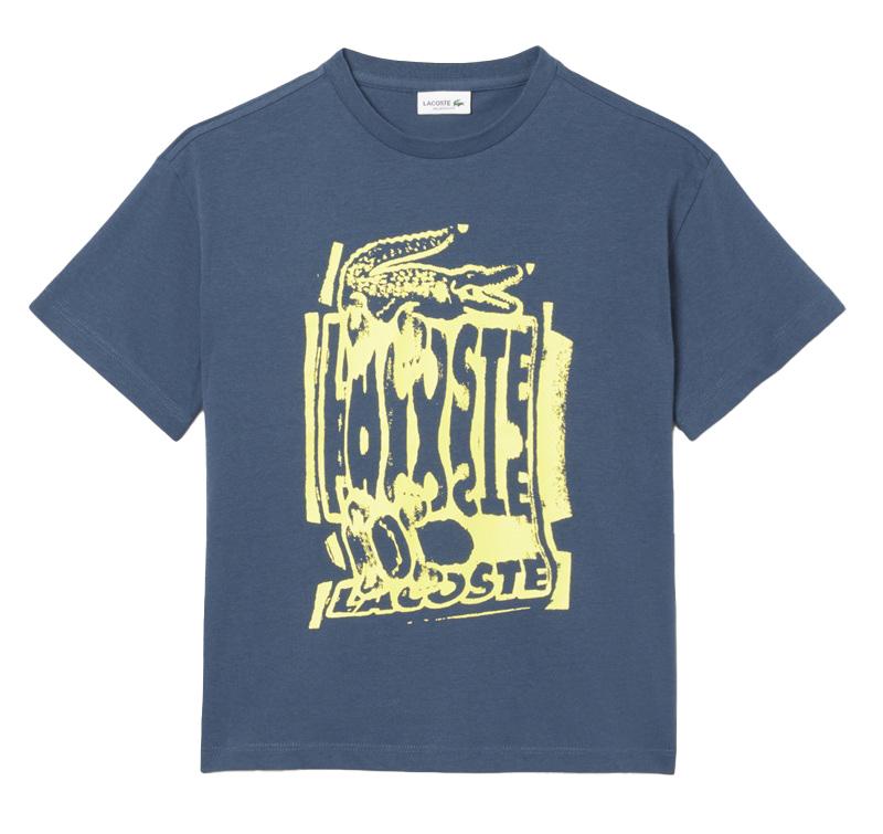 LACOSTE T-shirt Lacoste bambino TJ8465C7Z bluette stampa<BR/> TJ8465 C7Z 