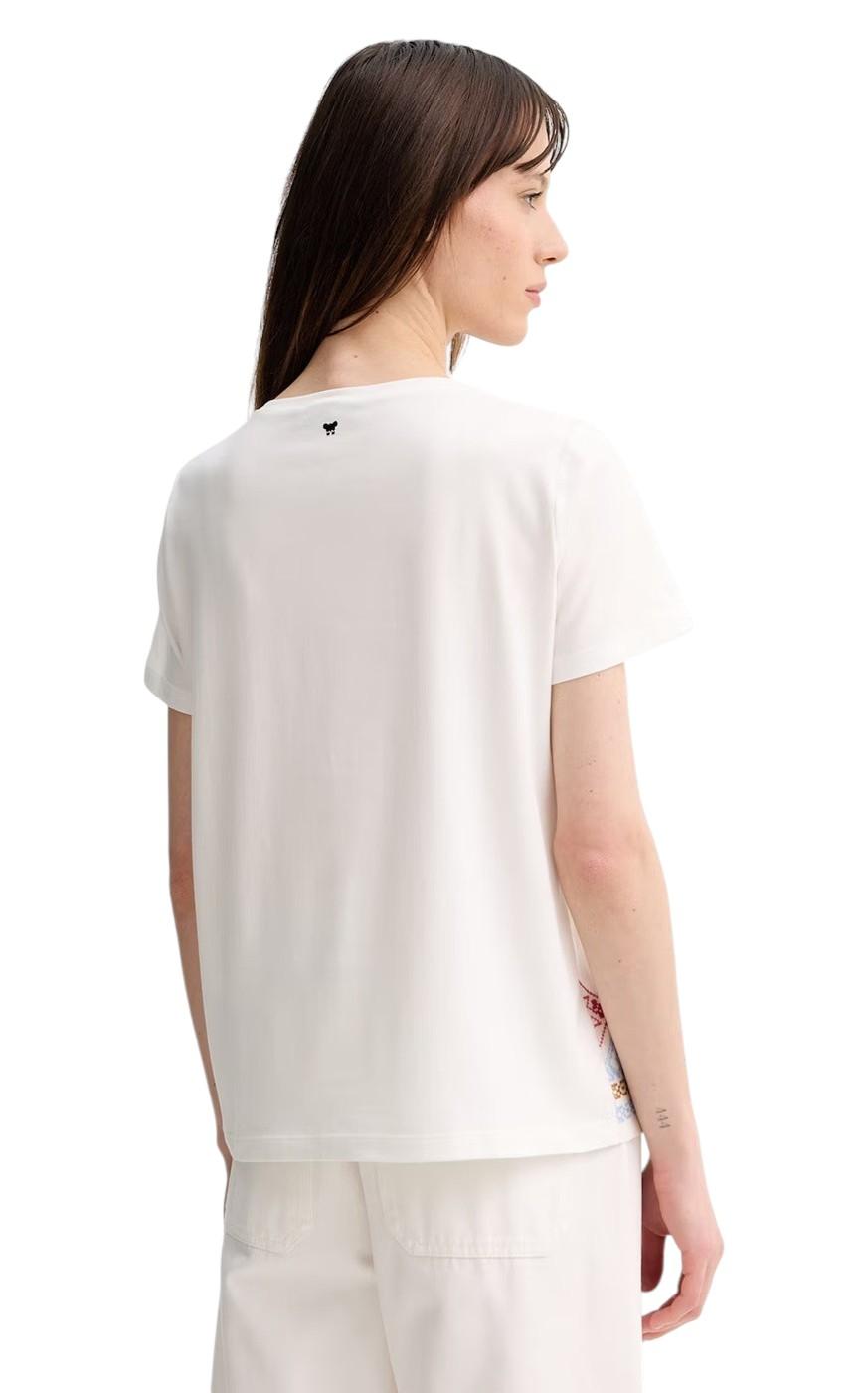 WEEKEND T-shirt Weekend donna 2615941072600 003 Genio lino ricamata stretch Bianco Rosso Azzurro<BR/> 2615941072600 003 