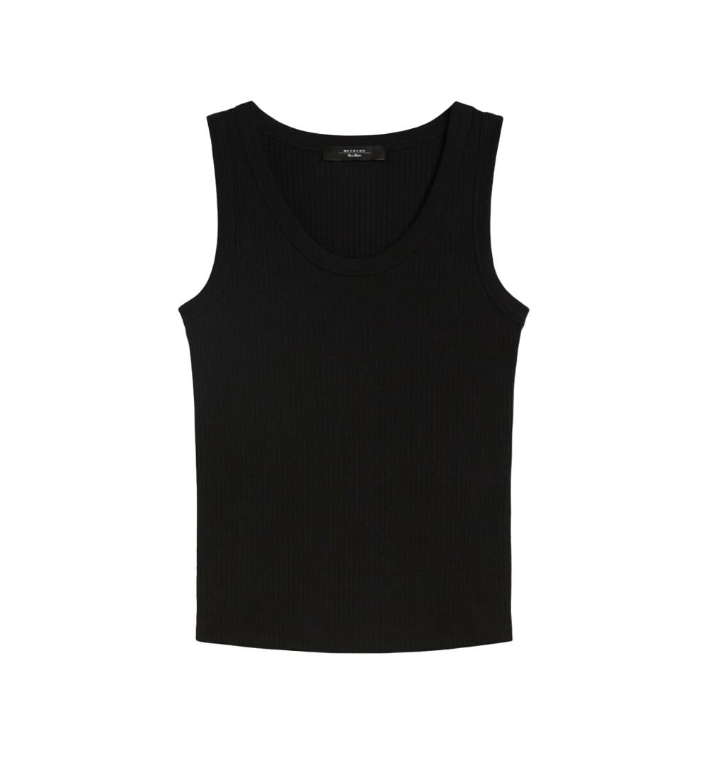 WEEKEND Top Weekend donna Multic 2515941022600 Nero cotone spalline scollo tondo costine aderente<BR/> 2515941022600 007 