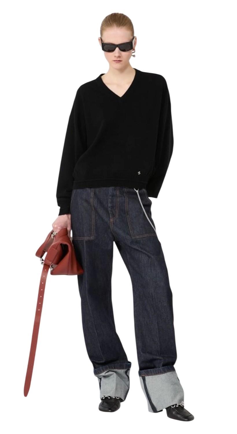 SPORTMAX Jeans Sportmax 2612181045600 001 Onorata con risvolto alto denim Blu scuro<BR/> 2612181045600 001 
