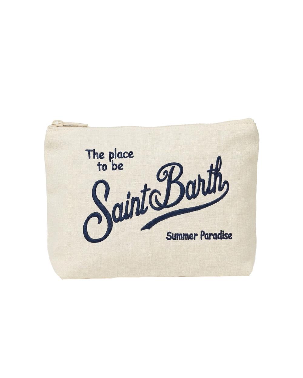 MC2 SAINT BARTH Pochette MC2 SAINT BARTH uomo ALINE SOFT LINEN ALI005101276L Beige logo tinta unita lino zip ALI005101276L 01 
