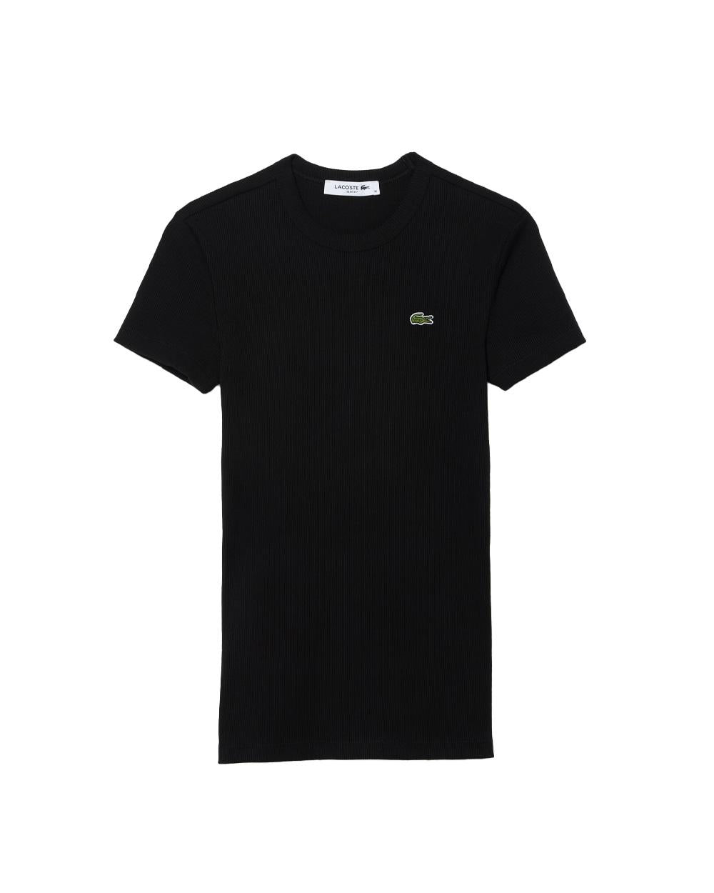 LACOSTE T-shirt LACOSTE donna TF5538 Nera slim fit collo tondo costine TF5538 031 