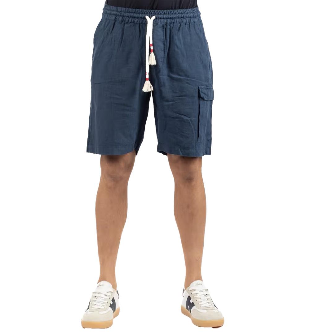 MC2 SAINT BARTH Bermuda Mc2 Saint Barth Marseille uomo MARSEILLE00338H Blu lino elastica colulisse corda tasche logo MARSEILLE00338H 60 