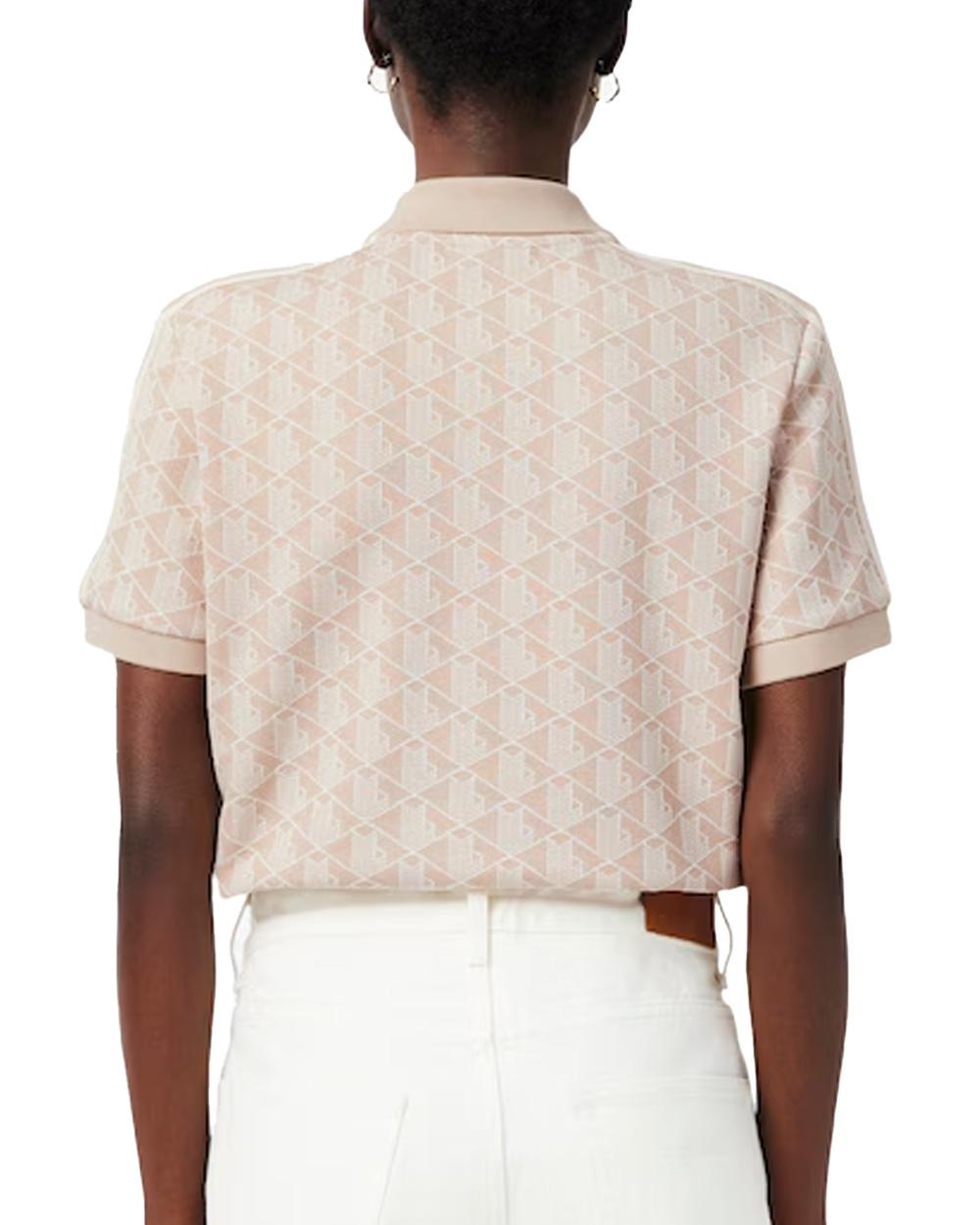 LACOSTE Polo LACOSTE donna DF3364 Beige aderente slim fit bottoni coccodrillo DF3364 8GI 