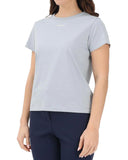 PINKO women's T-shirt 100373A34F Light blue crew neck short sleeve cotton