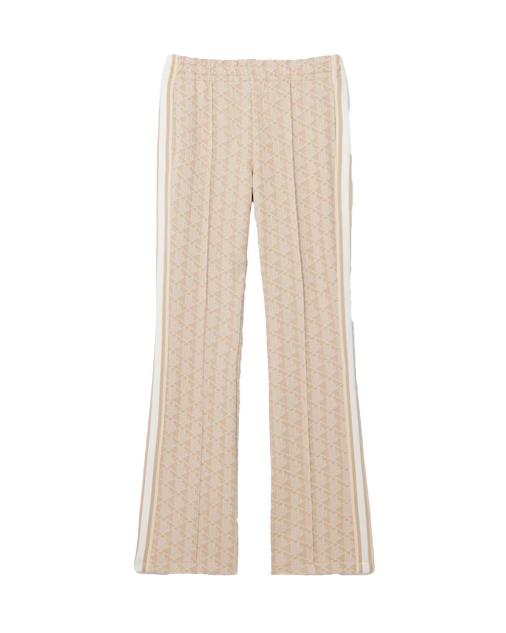 LACOSTE Pantalone LACOSTE donna XF9313 Beige cotone svasato monogramma jacquard all over coccodrillo<BR/> XF9313 8GI 