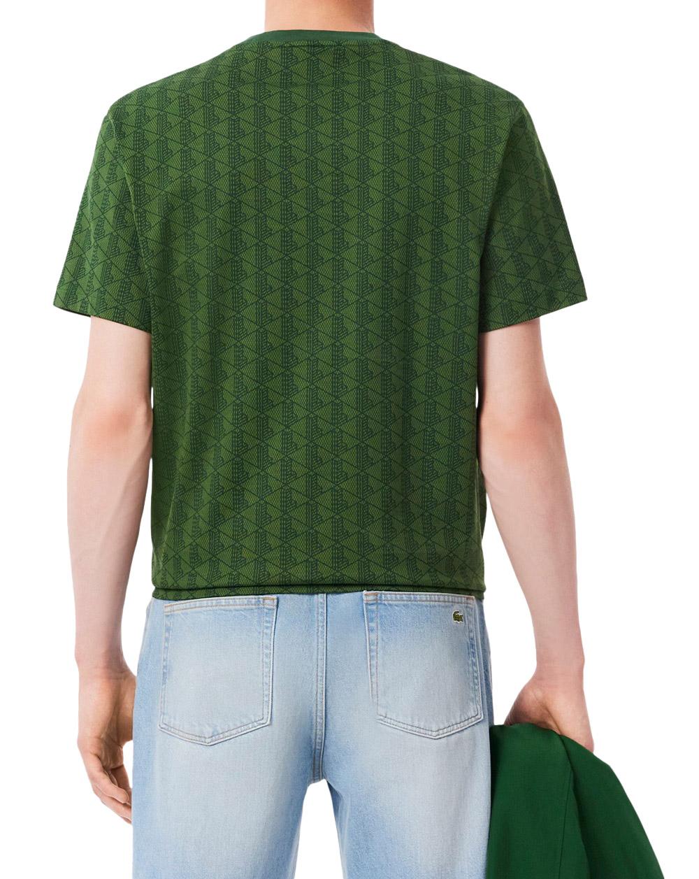 LACOSTE T-shirt Lacoste uomo TH5902D1R Verde monogram girocollo mezza manoca TH5902 D1R 