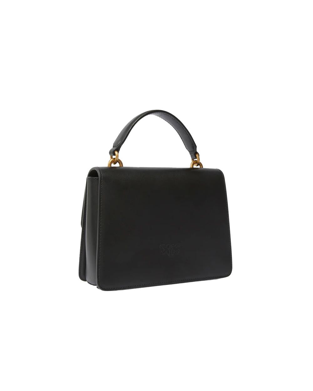 PINKO Borsa PINKO donna LOVE BAG ONE TOP HANDLE LIGHT SIMPLY 100071A0F1 Nera pelle oro tracolla manico 100071A0F1 Z99Q 