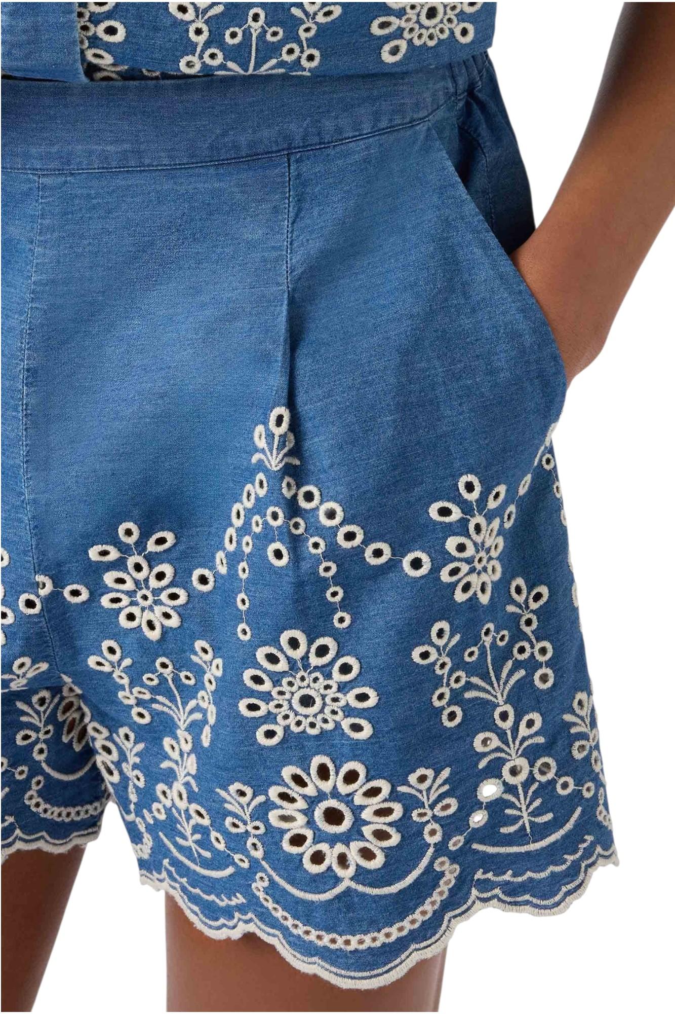 MC2 SAINT BARTH Bermuda MC2 SAINT BARTH donna AMN0001 00473L 10 Amani in chambray con ricamo Denim<BR/> AMN000100473L 10 
