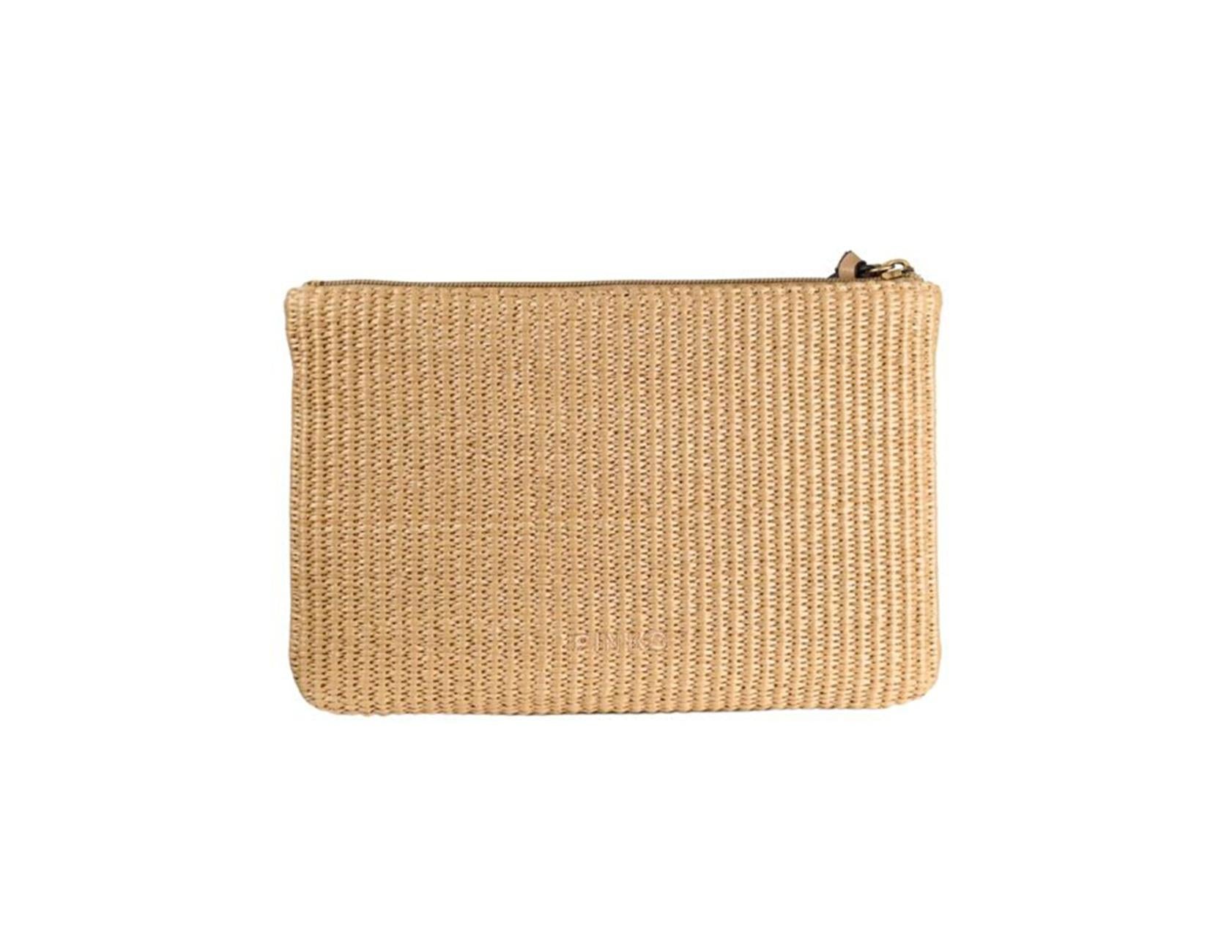 PINKO Pochette Pinko donna 106763A39YC 24Q Love Birds in rafia con logo Beige<BR/> 106763A39Y C24Q 