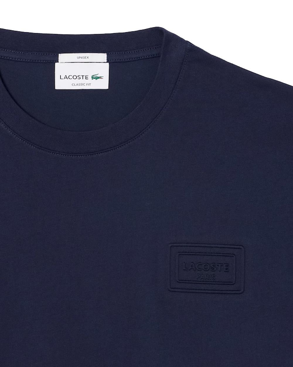 LACOSTE T-shirt LACOSTE uomo TH0753 Blu classic fit cotone collo a coste coccodrillo TH0753 166 