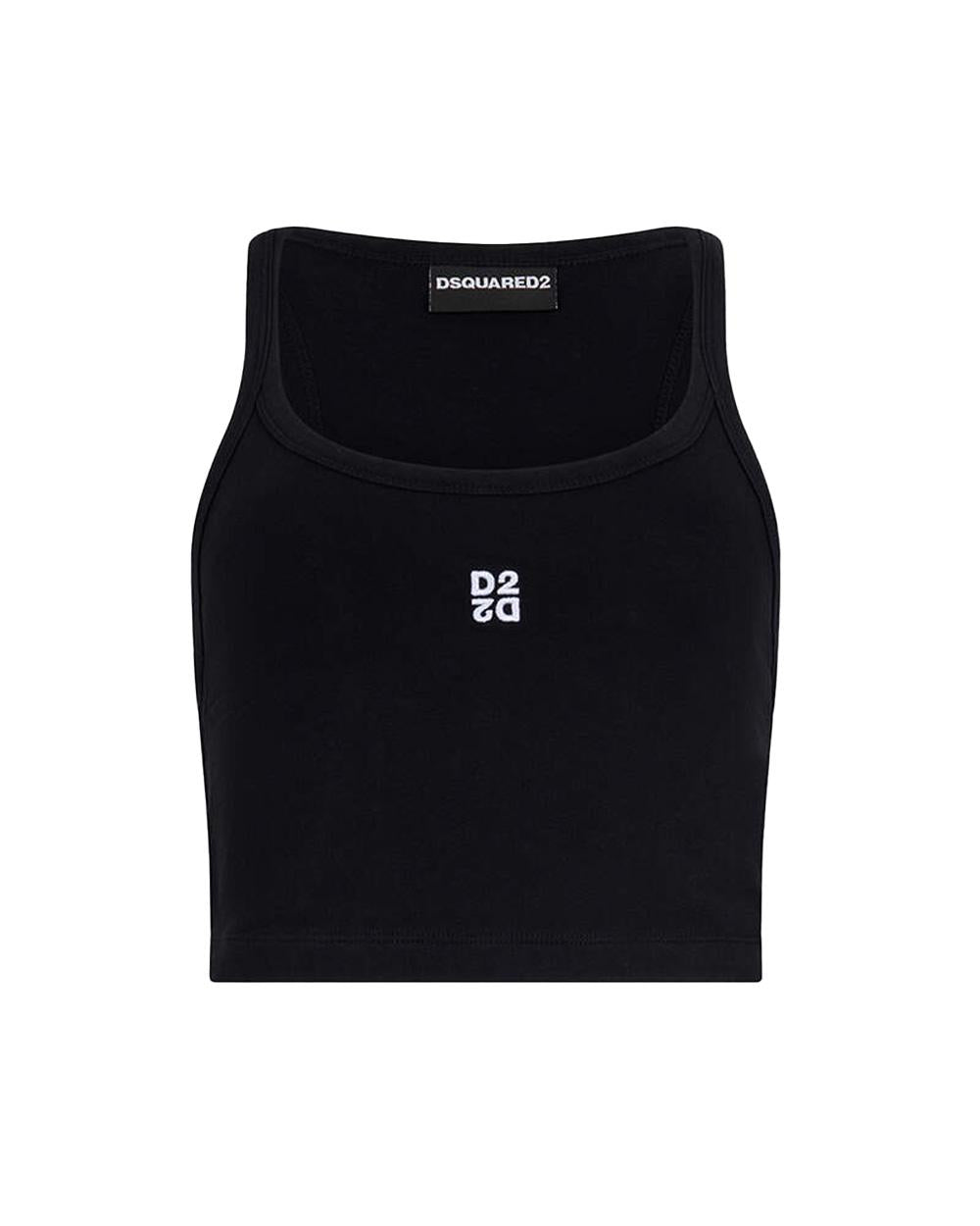 DSQUARED2 Top DSQUARED2 donna S75NL0053D20102 Nero logo ricamato cotone scollo rotondo S75NL0053D20102 900 