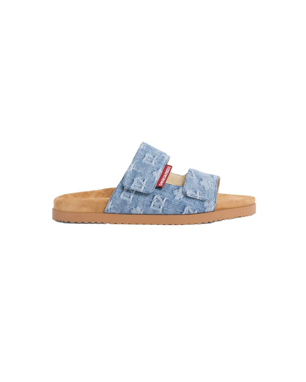 DSQUARED2 Sandalo DSQUARED2 uomo FSM0087101087523 Azzurro suola sagomata logo monogram chiusura cinturino a strappo FSM0087/101087523 098 