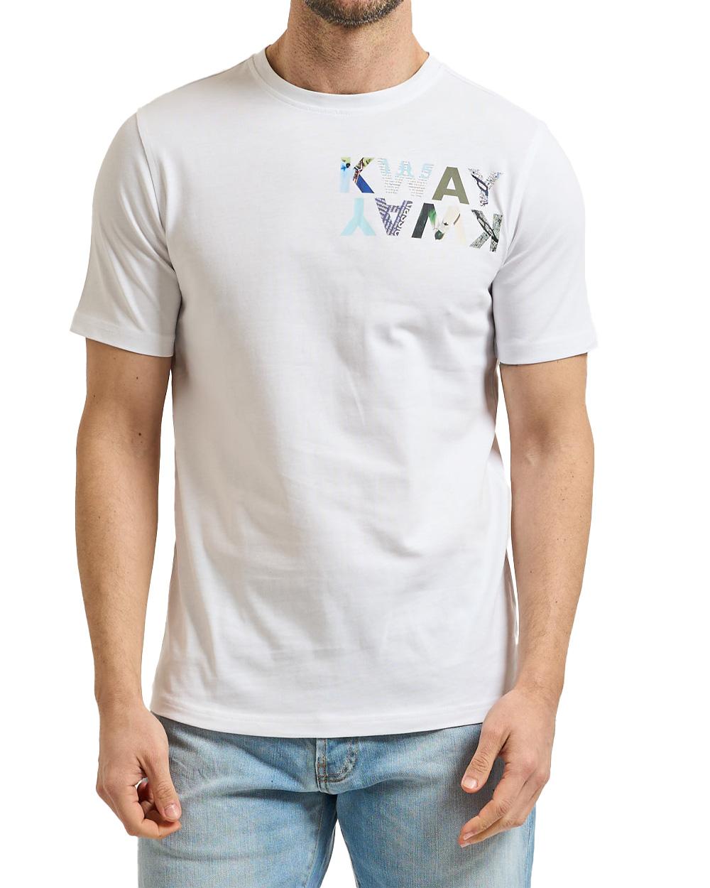 K-WAY T-shirt K-WAY uomo K71354W ODOM SLIM JERSEY KWAY LETTERING Bianca jersey cotone girocollo slim K71354W 001 