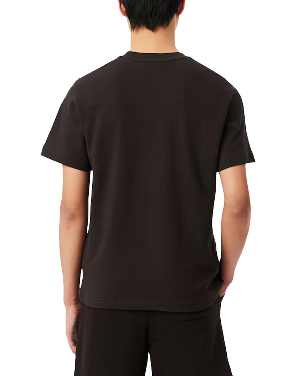 LACOSTE T-shirt LACOSTE uomo TH1979 Marrone crepe cotone classic fit collo a coste TH1979 3LA 