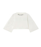 Women's Palm Angels T-shirt PWAA054S26JER002 white crop logo