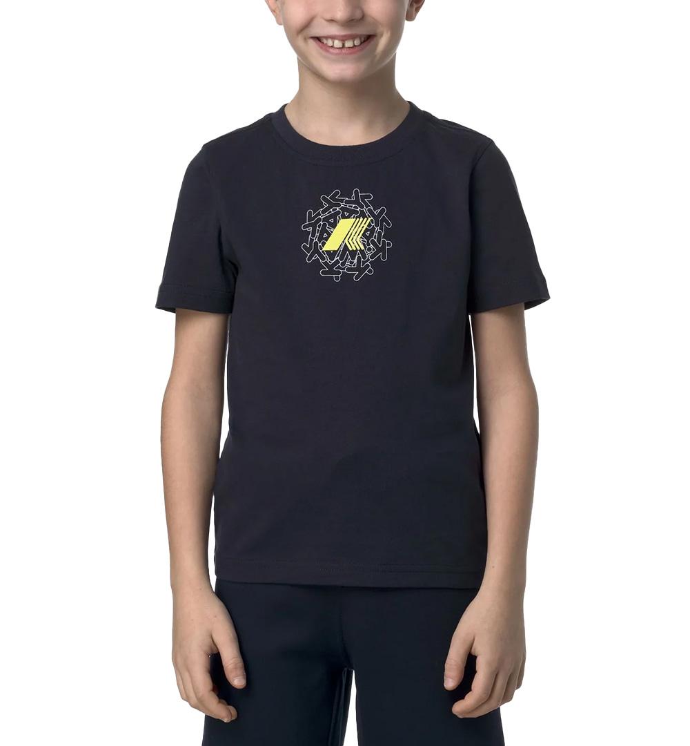 K-WAY T-shirt K-Way Odom Messy Letters bambino K5136XW Blu cotone collo a costina regolare stampa logo K5136XW K89 