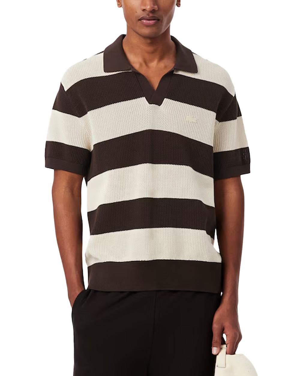 LACOSTE Maglia LACOSTE uomo AH2561 Marrone cotone classic fit collo a polo AH2561 4I9 