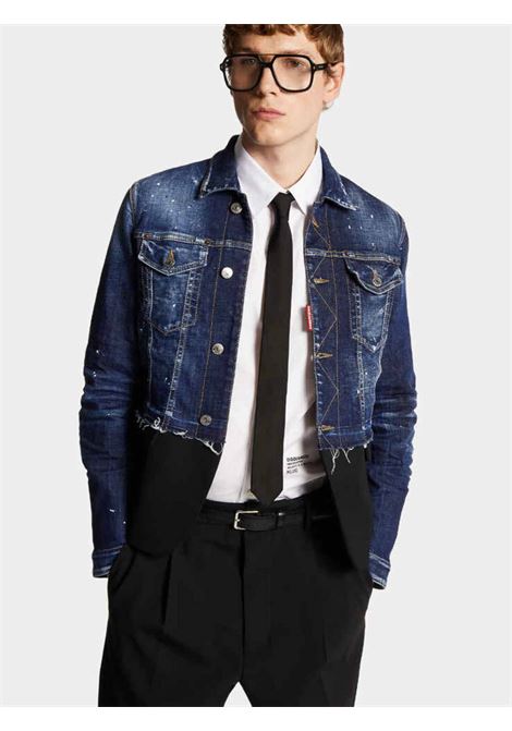 Medium White and Blue Spots Denim Jacket DSQUARED2 | Giubbini | S74AM1513S30664470