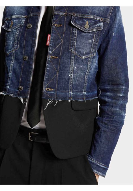 Medium White and Blue Spots Denim Jacket DSQUARED2 | Giubbini | S74AM1513S30664470