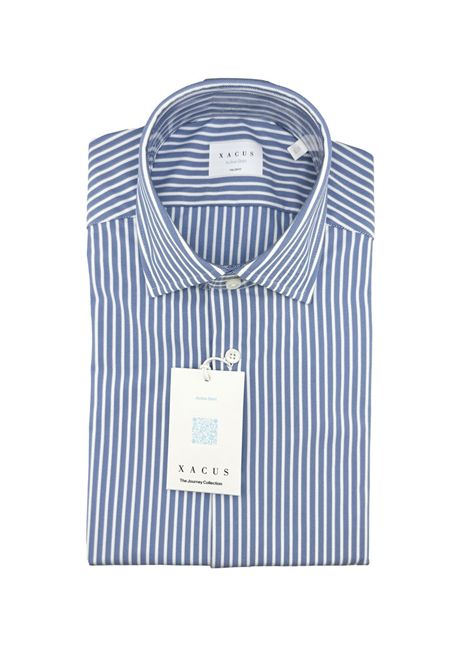 Camicia Xacus uomo 71609ACT531 celeste righe collo francese armaturato XACUS | Camicie | 71609ACT531005