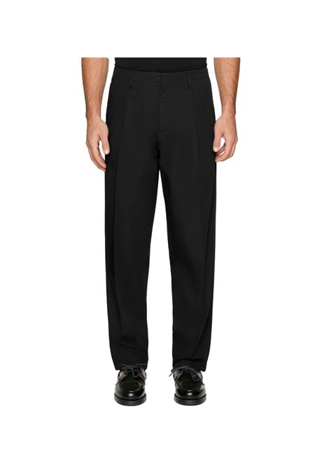 Pantalone Dondup Miles uomo UP669CFK18U Nero loose chino logo pinces  DONDUP | Pantaloni | UP669CFK18U999