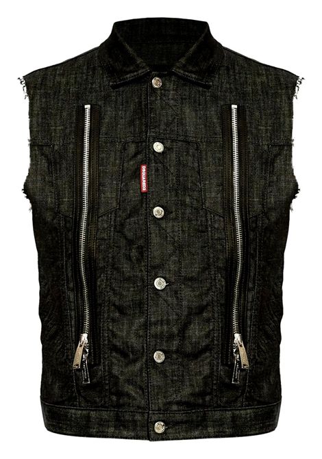 Gilet denim Dsquared2 nero S71FB0488S30357 zip DSQUARED2 | Gilet | S71FB0488S30357900