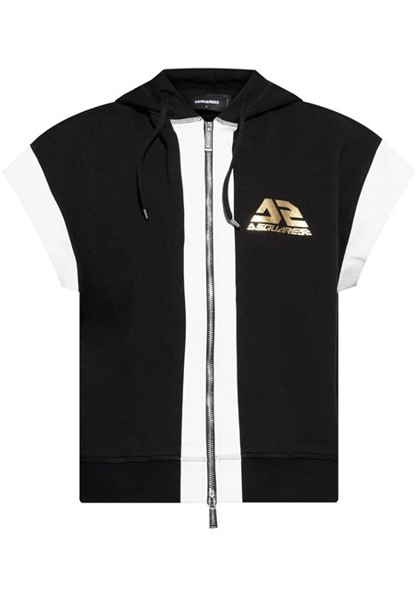 Felpa in cotone  DSQUARED2  uomo elasticizzato logo print vest nera S71HG0146S25551 logo dorato DSQUARED2 | Felpe | S71HG0146S25551100