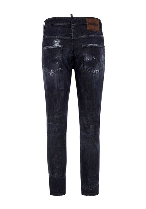 Jeans slim in cotone elasticizzato nero S71LB1574S30503 nero effetto schiarito DSQUARED2 | Jeans | S71LB1574S30503900
