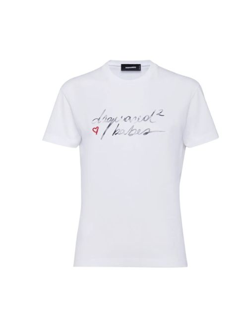 T-shirt Dsquared2 donna S72GD0571D20020100 bianca stampa DSQUARED2 | T-shirt | S72GD0571D20020100
