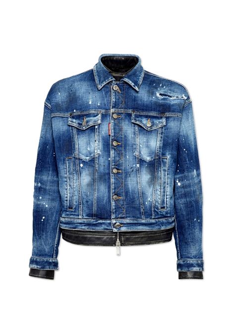 Giacca Dsquared2 di jeans Rider Dan con lavaggio medio strappato S74AM1562S30872 DSQUARED2 | Giubbini | S74AM1562S30872470
