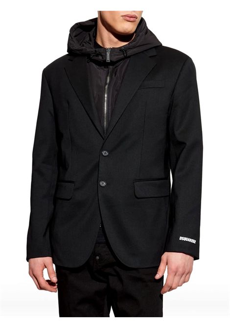 Giacca Dsquared2 uomo nera S74BN1305S42916 con design a strati cappuccio Giacca Dsquared2 uomo nera S74BN1305S42916 con design a strati cappuccio  DSQUARED2 | Giacche | S74BN1305S42916900