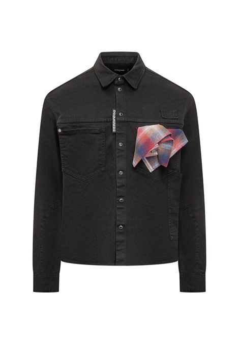 Camicia Dsquared2 uomo S74DM0921S39781 nera Carpenter denim  DSQUARED2 | Camicie | S74DM0921S39781900