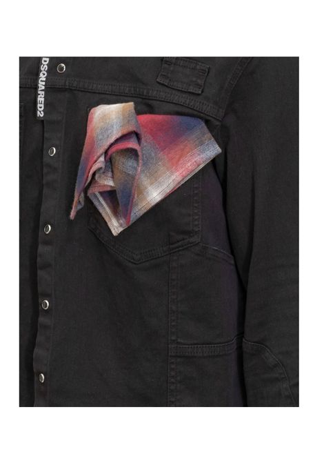 Camicia Dsquared2 uomo S74DM0921S39781 nera Carpenter denim  DSQUARED2 | Camicie | S74DM0921S39781900