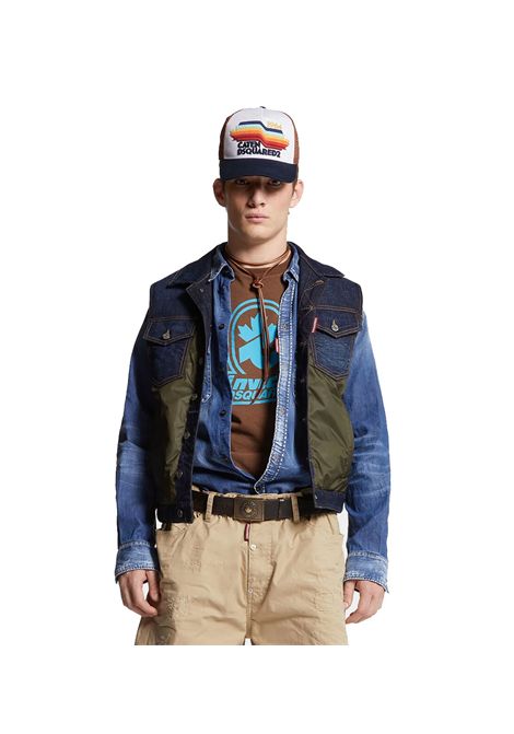 Smanicato Dsquared2 uomo S74FB0336S30664 navy verde militare dark urban wash denim puffer DSQUARED2 | Smanicati | S74FB0336S30664966