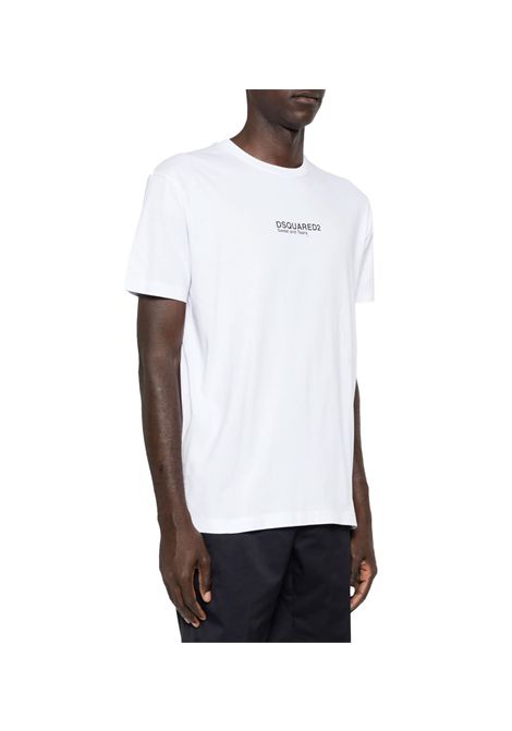 T-shirt Dsquared2 uomo S74GD0946D20020 bianca logo stampa cotone DSQUARED2 | T-shirt | S74GD0946D20020100