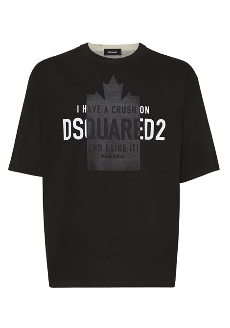 T-shirt Dsquared2 uomo S74GD1405S24583 nera  logo cotone foglia d'acero spray dyed loose fit DSQUARED2 | T-shirt | S74GD1405S24583900