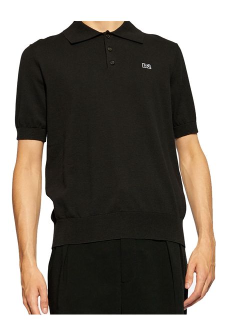 Polo Dsquared2 uomo S74HA1452D13018 nera D2 Knit  DSQUARED2 | Polo | S74HA1452D13018900