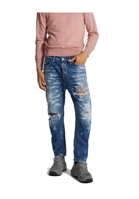 Jeans Dsquared2 uomo S74LB1650S30309 blu medium super ripped wash bro  DSQUARED2 | Jeans | S74LB1650S30309470