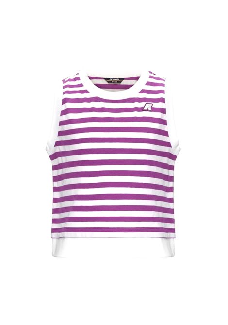 Top K-Way Odelle K21362WR Viola righe bianche jersey senza maniche K-WAY | Top | K21362WRB0K