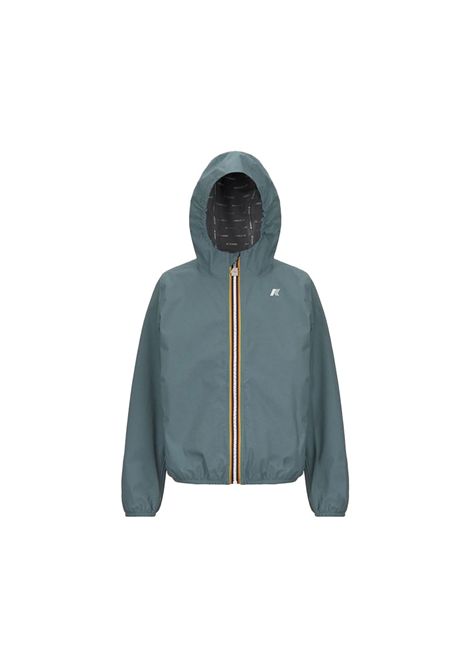 Giubbino K-way bambino K21371W H04 JACK STRETCH DOT verde mente con cappuccio K-WAY | Giubbini | K21371WH04