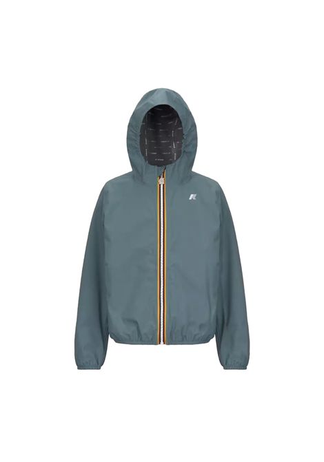Giubbino K-way bambino K21371WR H04 JACK STRETCH DOT verde menta cappuccio K-WAY | Giubbini | K21371WRH04