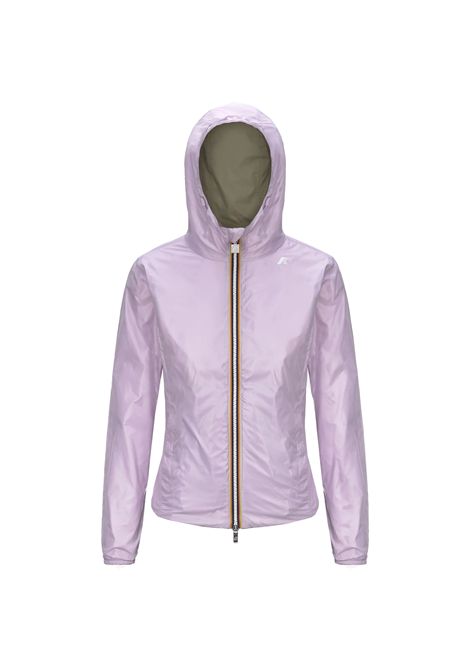Giubbino K-way donna K41317W B0W LILY PLUS 2 REVERSIBLE lilla verde cappuccio K-WAY | Giubbini | K41317WB0W