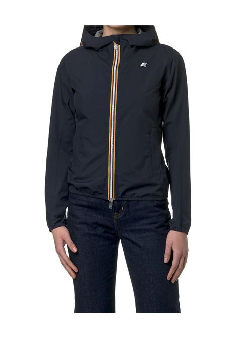 Giubbino K-way donna K5127LW K89 LILY STRETCH DOT blu delpthscuro logato cappuccio K-WAY | Giubbini | K5127LWK89