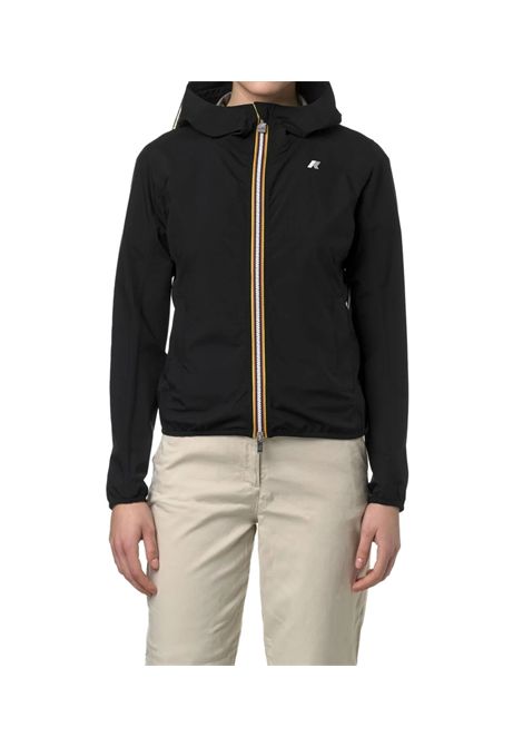 Giubbino K-way donna K5127LW USY LILY STRETCH DOT nero logato cappuccio K-WAY | Giubbini | K5127LWUSY